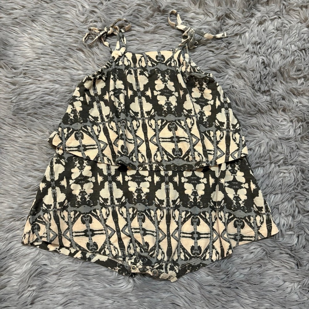 Kate Quinn Bamboo Sleeveless‎ Romper Thyme Shibori Print Cream Sage 6-12 Months